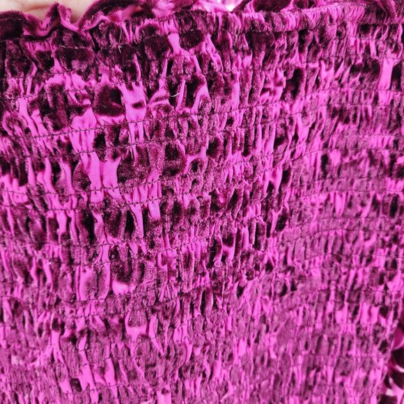 Torrid 2 Plus Sized 2XL Smocked Velvet Floral Top Long Sleeve Blouse Women - Picture 3 of 7